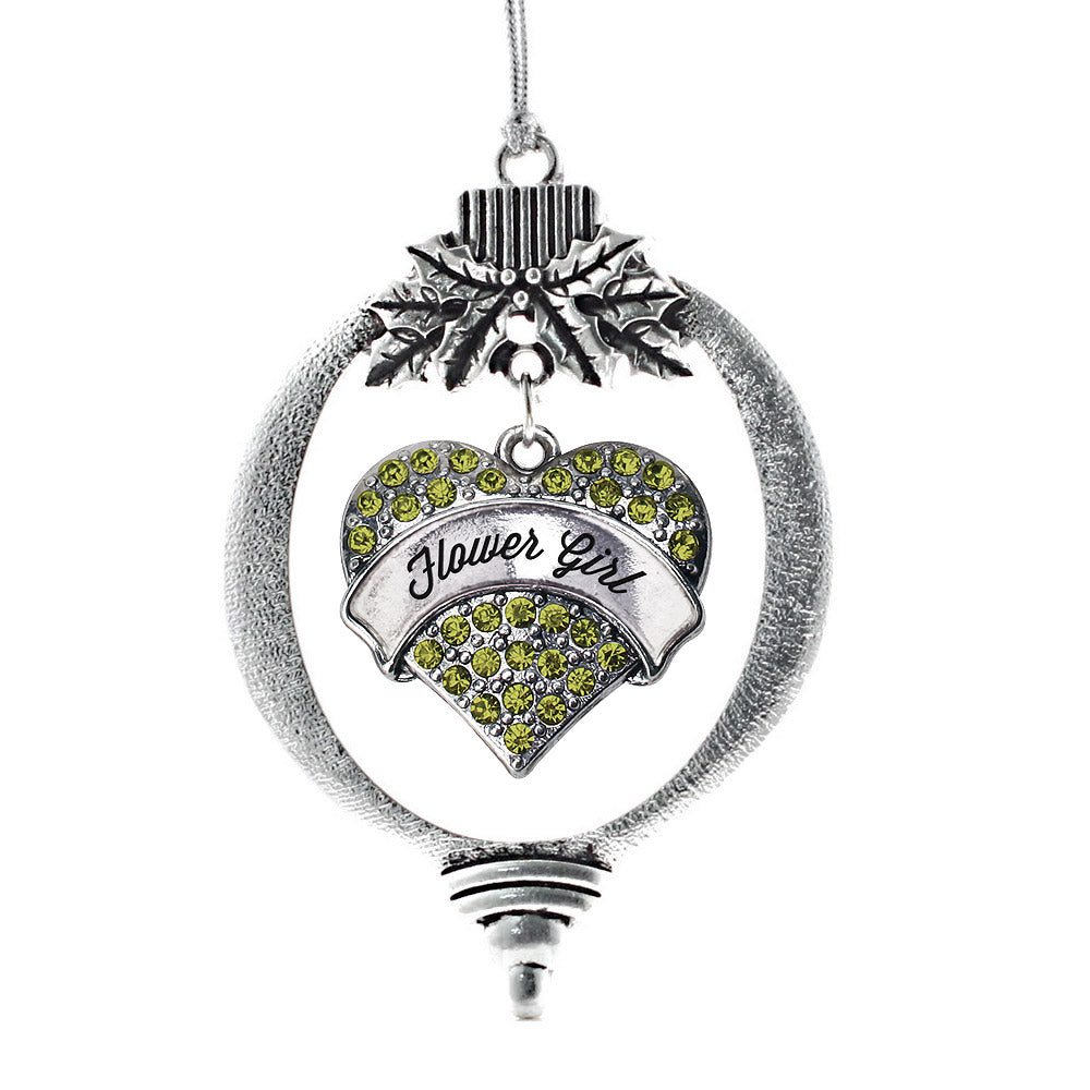 Flower Girl Green Pave Heart Charm Christmas / Holiday Ornament