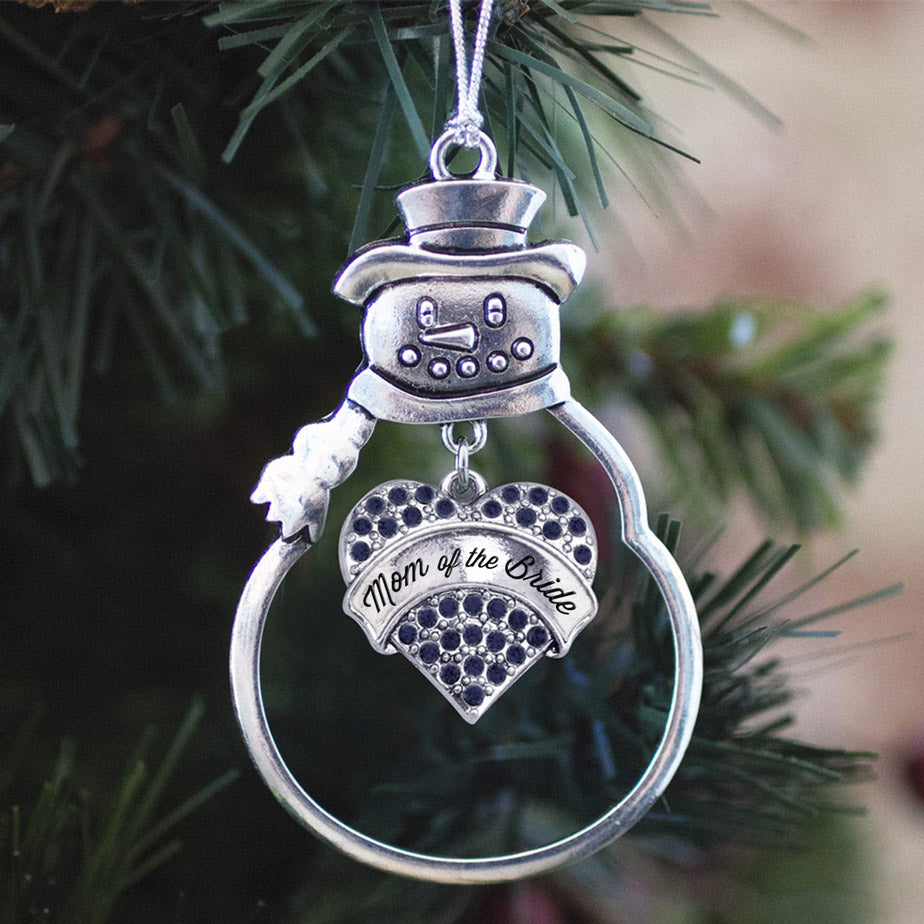 Mom of the Bride Navy Blue Pave Heart Charm Christmas / Holiday Ornament