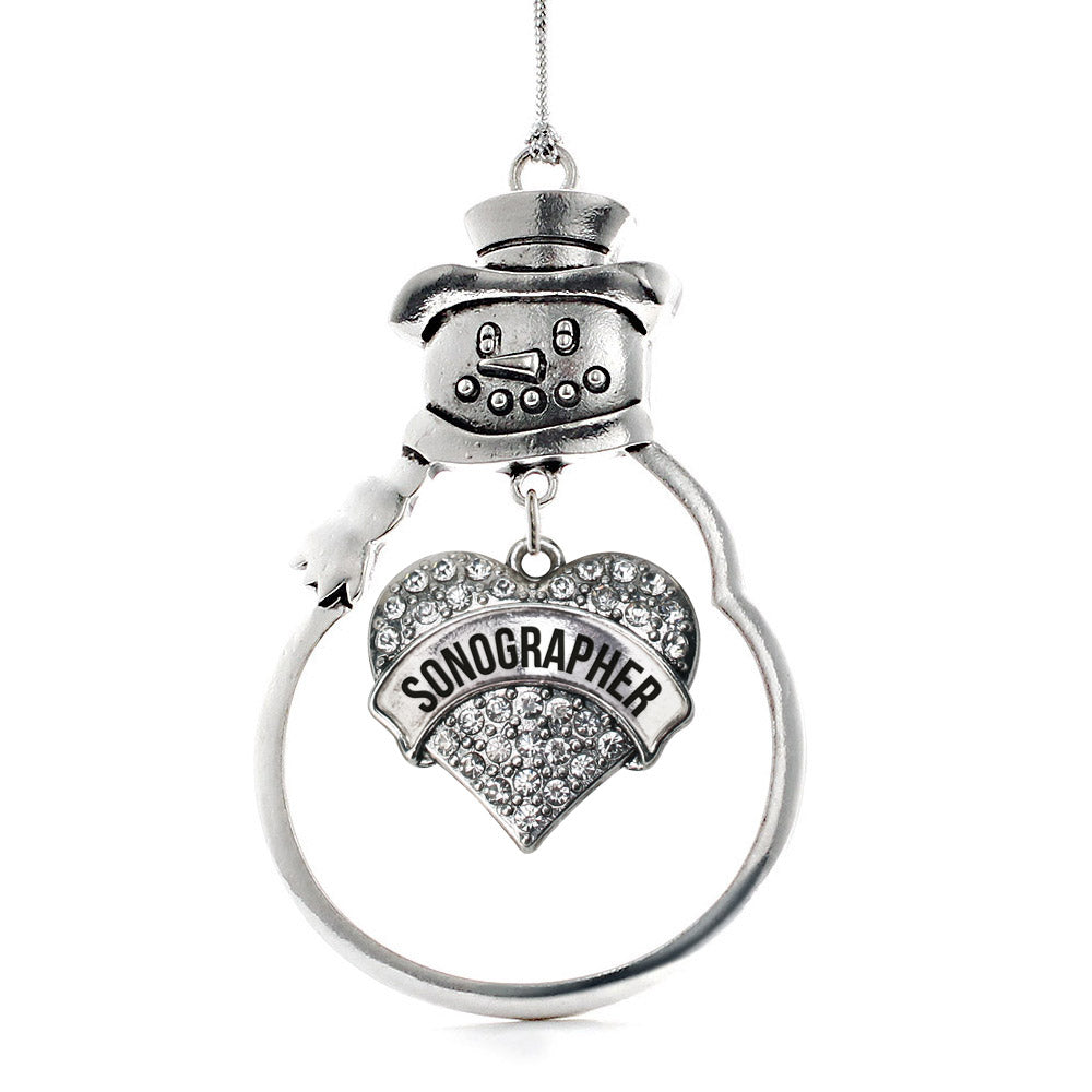 Sonographer Pave Heart Charm Christmas / Holiday Ornament