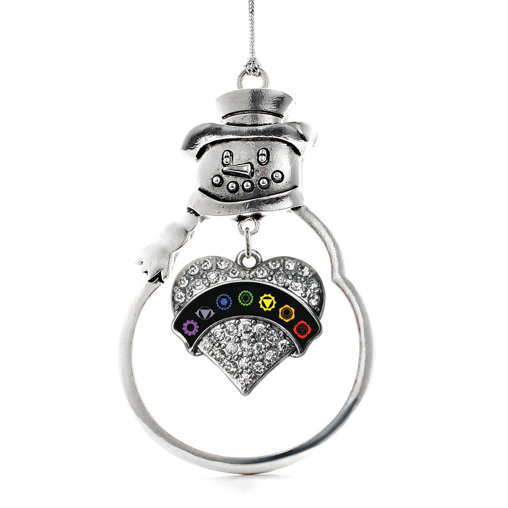 Black Banner Chakra Symbols Pave Heart Charm Christmas / Holiday Ornament