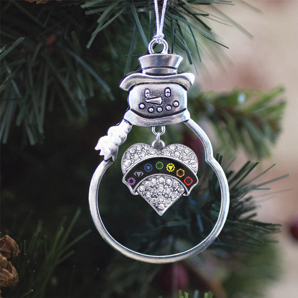 Black Banner Chakra Symbols Pave Heart Charm Christmas / Holiday Ornament