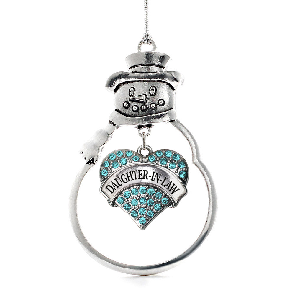 Daughter in Law Aqua Pave Heart Charm Christmas / Holiday Ornament