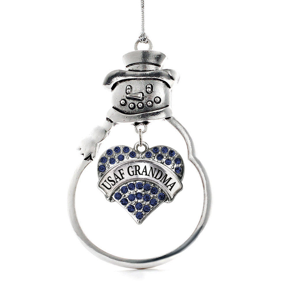 USAF Grandma Navy Blue Pave Heart Charm Christmas / Holiday Ornament