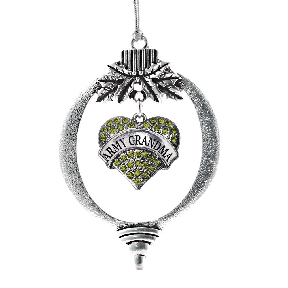 Army Grandma Green Pave Heart Charm Christmas / Holiday Ornament