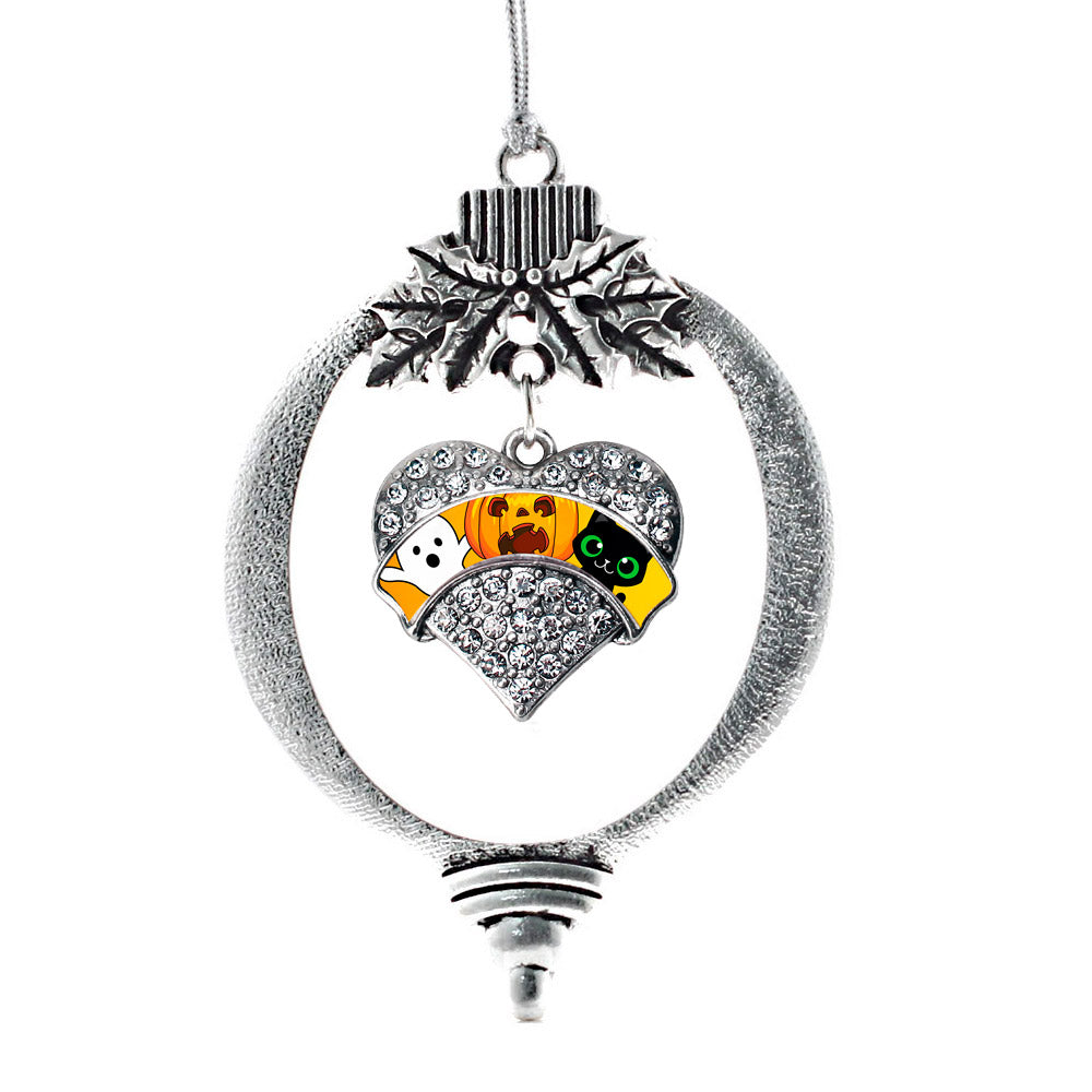 Cute Halloween Trio Pave Heart Charm Christmas / Holiday Ornament