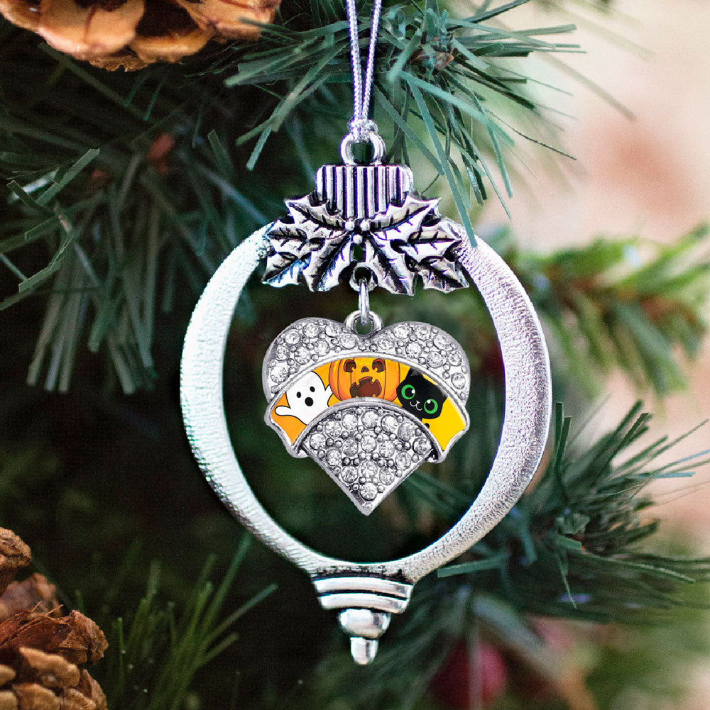 Cute Halloween Trio Pave Heart Charm Christmas / Holiday Ornament
