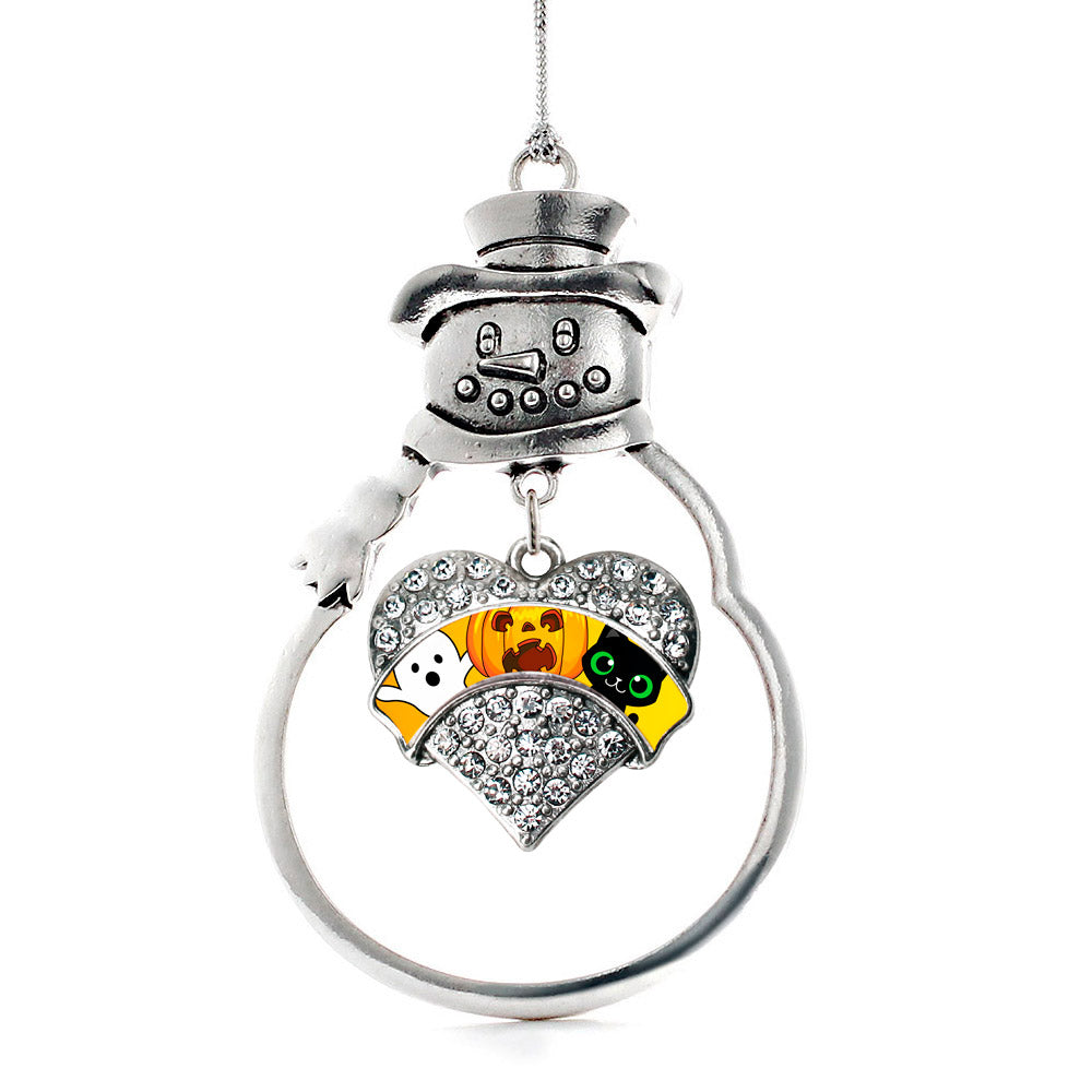Cute Halloween Trio Pave Heart Charm Christmas / Holiday Ornament