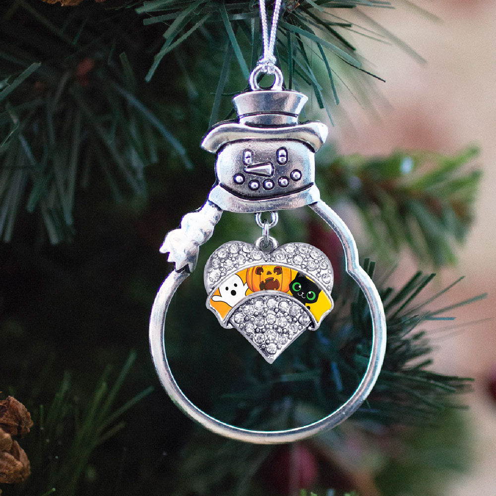 Cute Halloween Trio Pave Heart Charm Christmas / Holiday Ornament