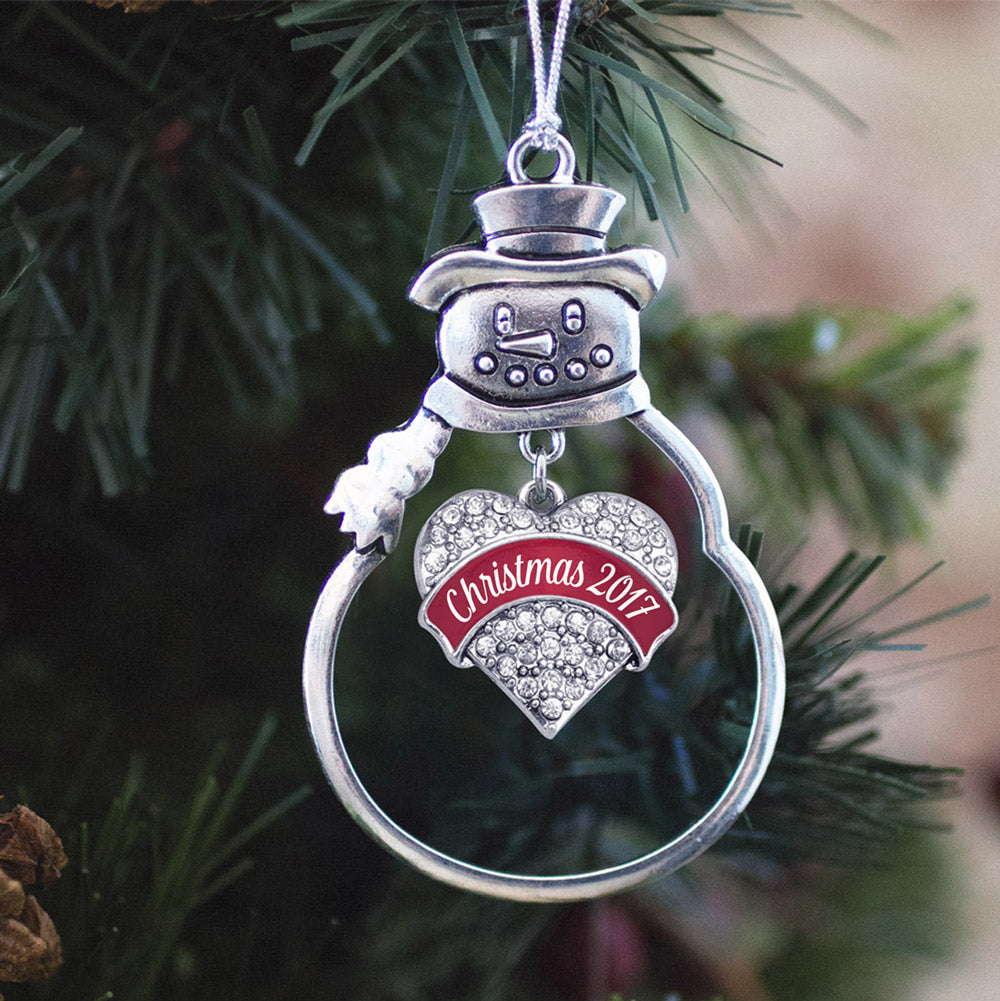 Red Christmas 2017 Pave Heart Charm Christmas / Holiday Ornament