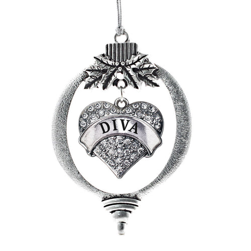 Diva Pave Heart Charm Christmas / Holiday Ornament