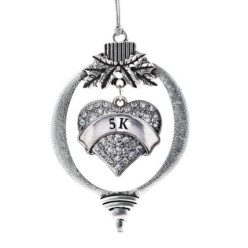 5k Runner Pave Heart Charm Christmas / Holiday Ornament