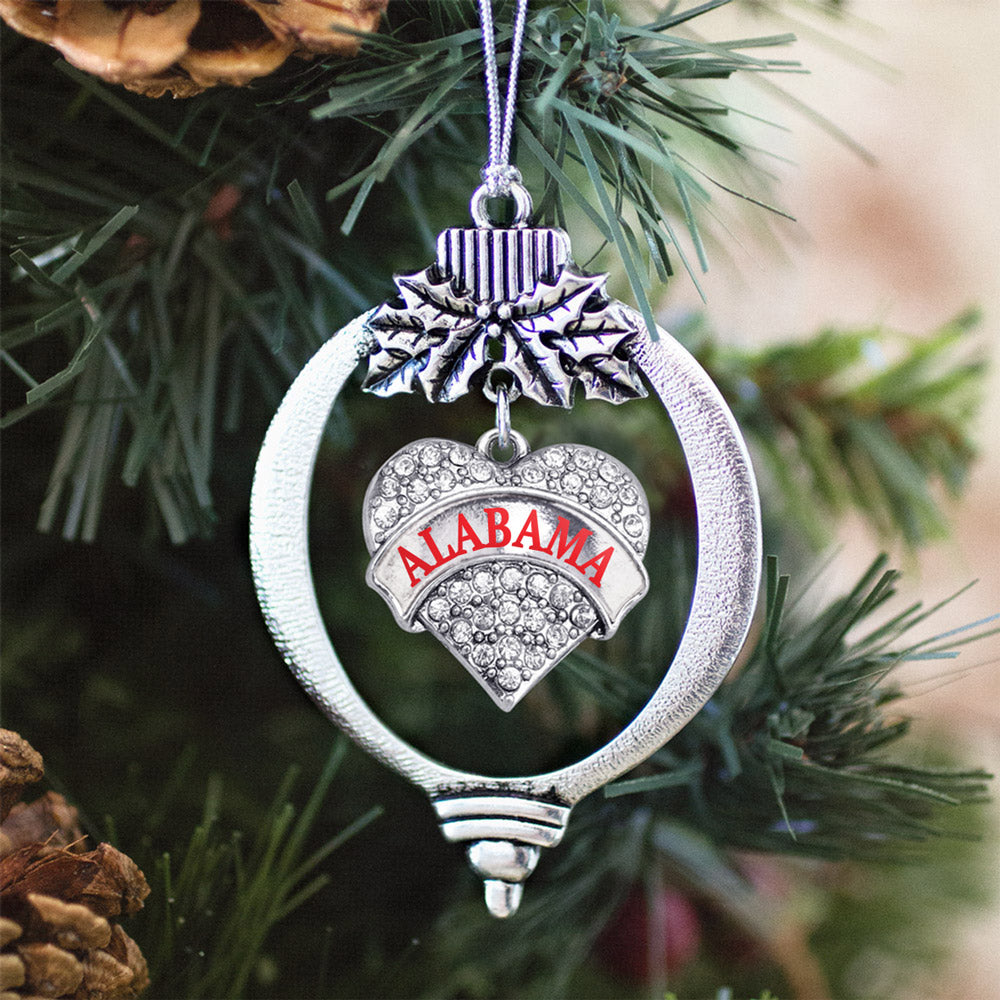 Alabama Pave Heart Charm Christmas / Holiday Ornament