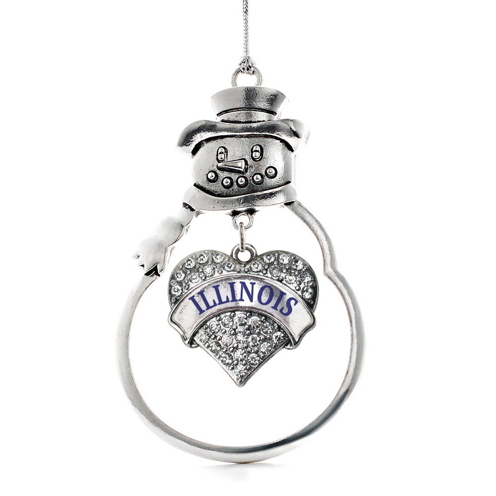 Illinois Pave Heart Charm Christmas / Holiday Ornament
