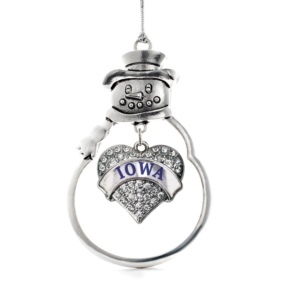 Iowa Pave Heart Charm Christmas / Holiday Ornament