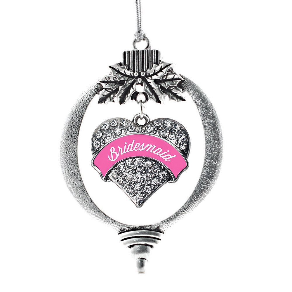 Bridesmaid Pave Heart Charm Christmas / Holiday Ornament