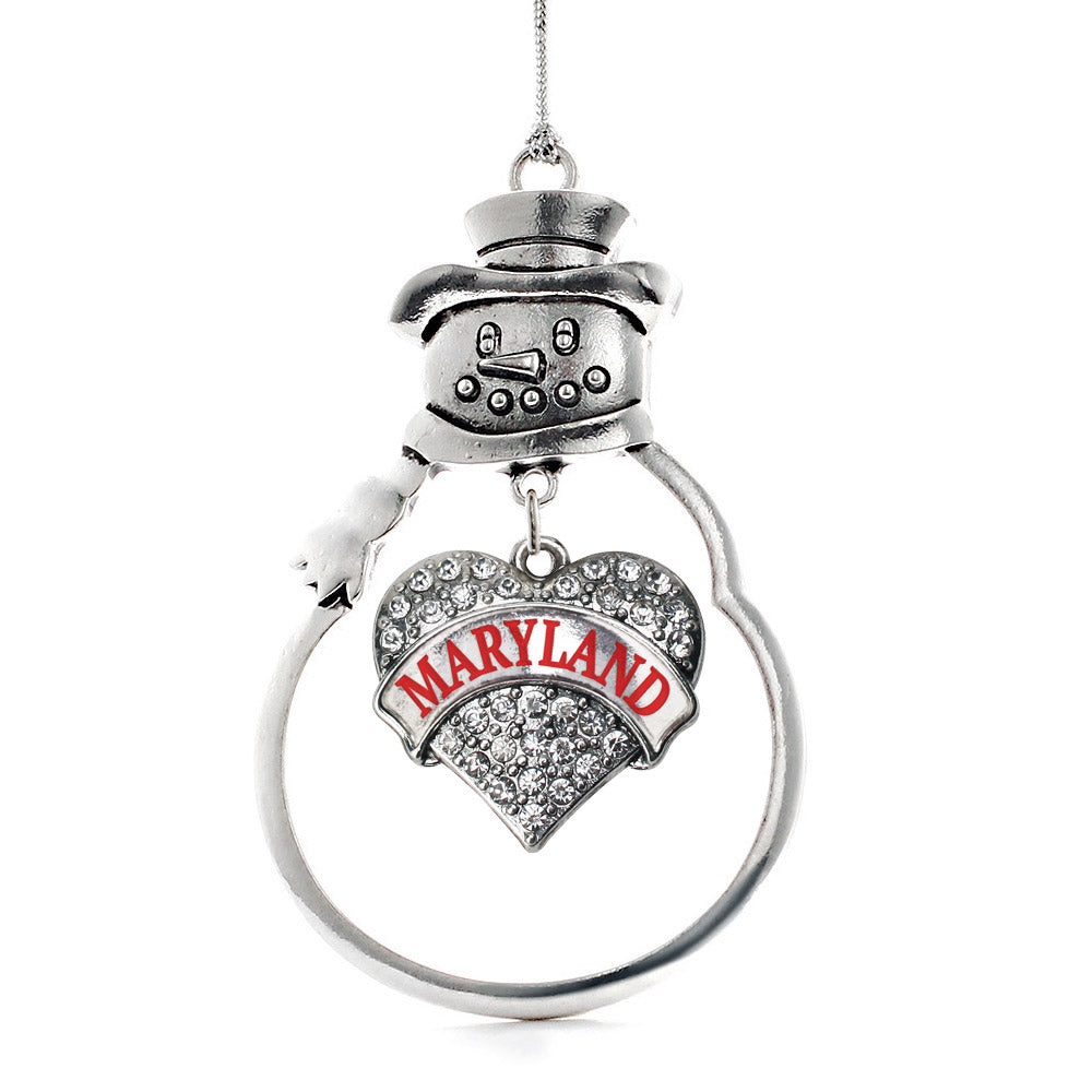 Maryland Pave Heart Charm Christmas / Holiday Ornament