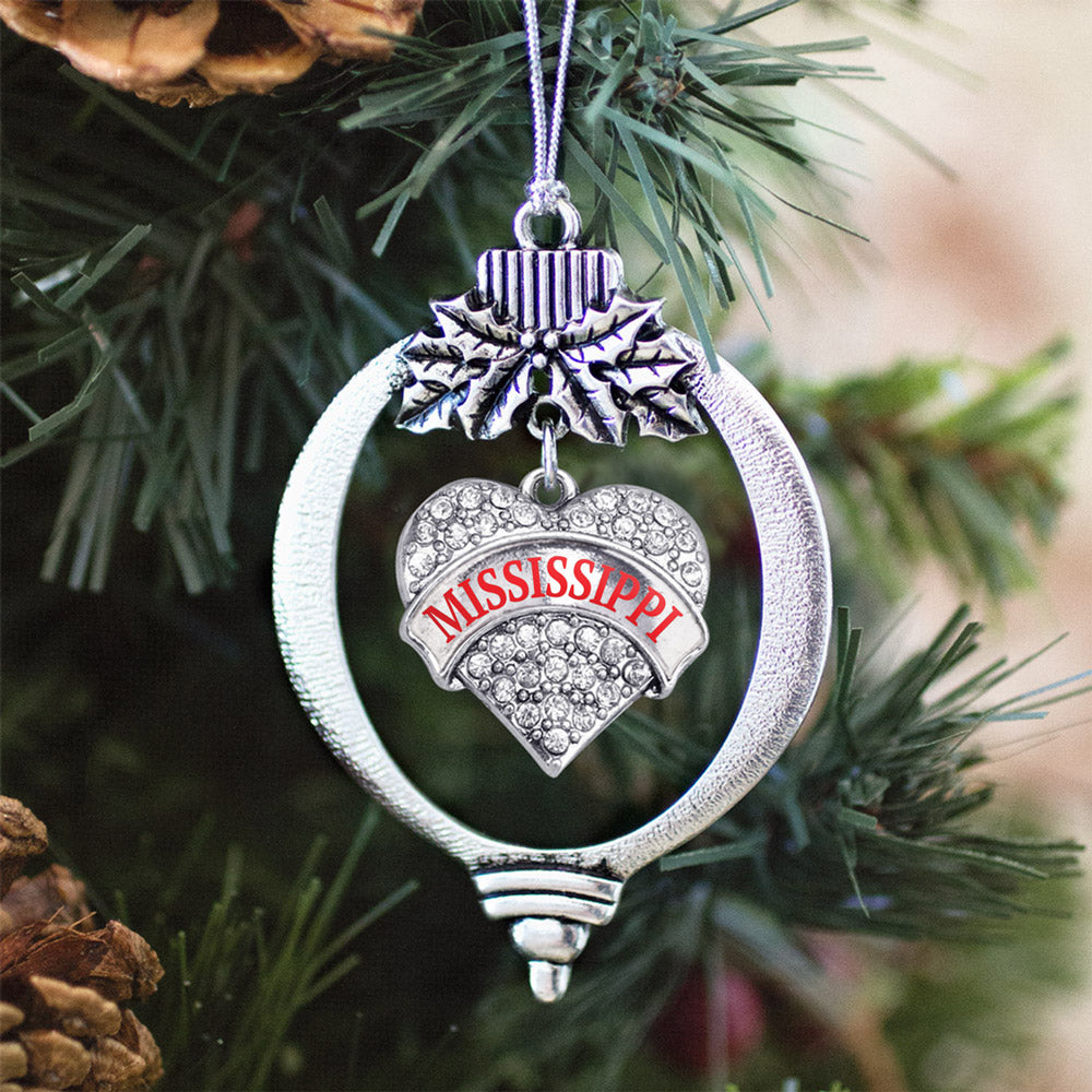 Mississippi Pave Heart Charm Christmas / Holiday Ornament