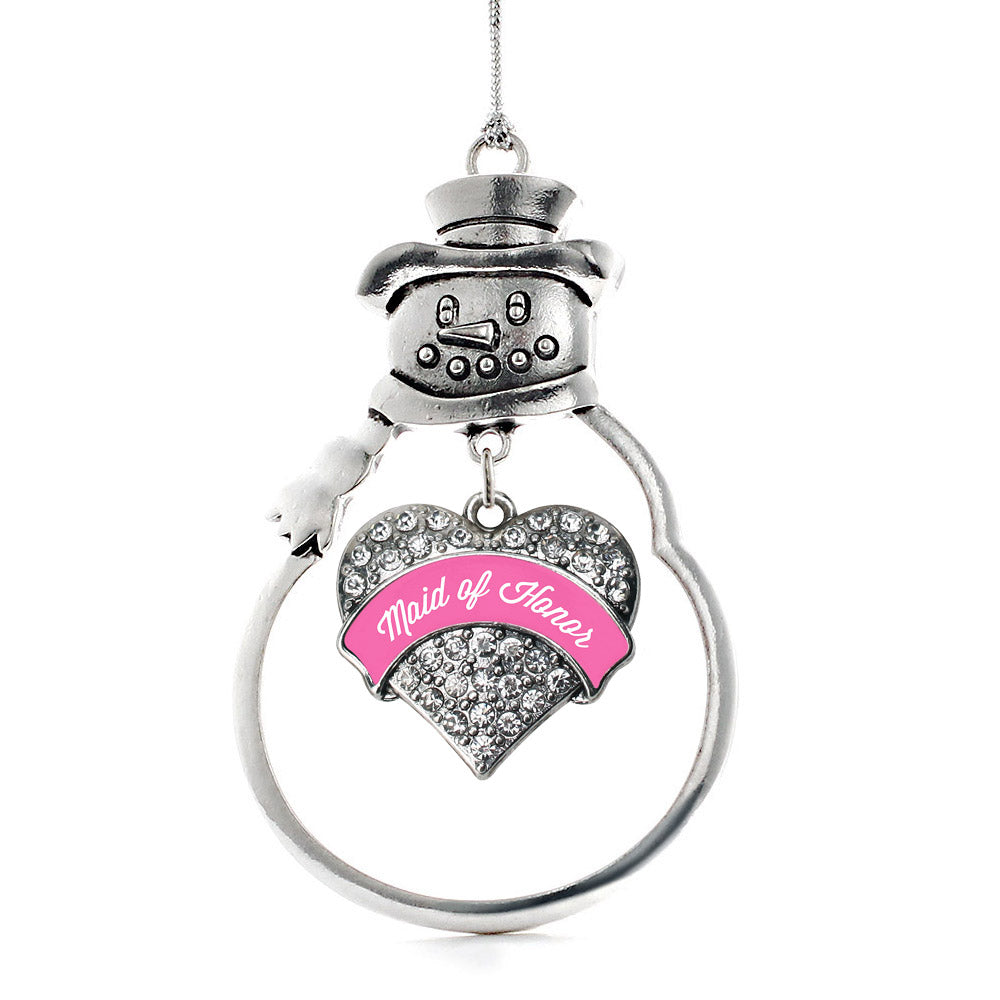 Maid of Honor Pave Heart Charm Christmas / Holiday Ornament
