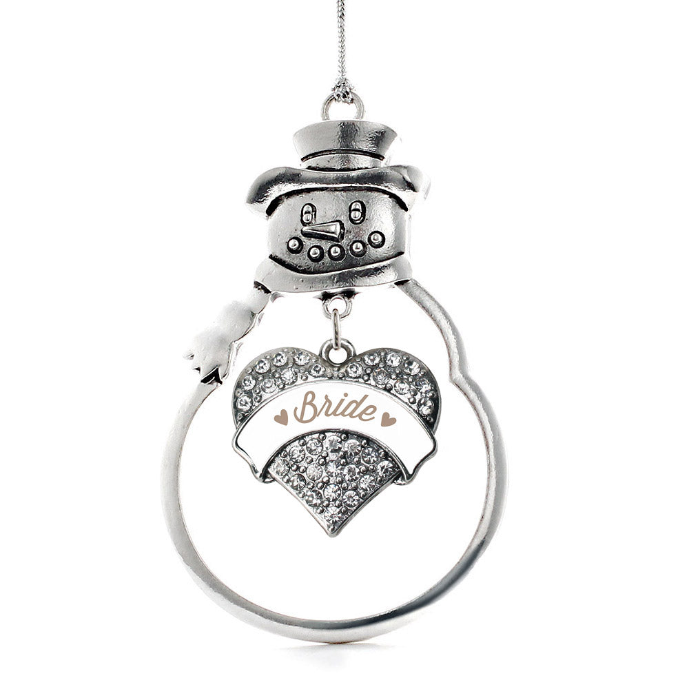 Brown and White Bride Pave Heart Charm Christmas / Holiday Ornament