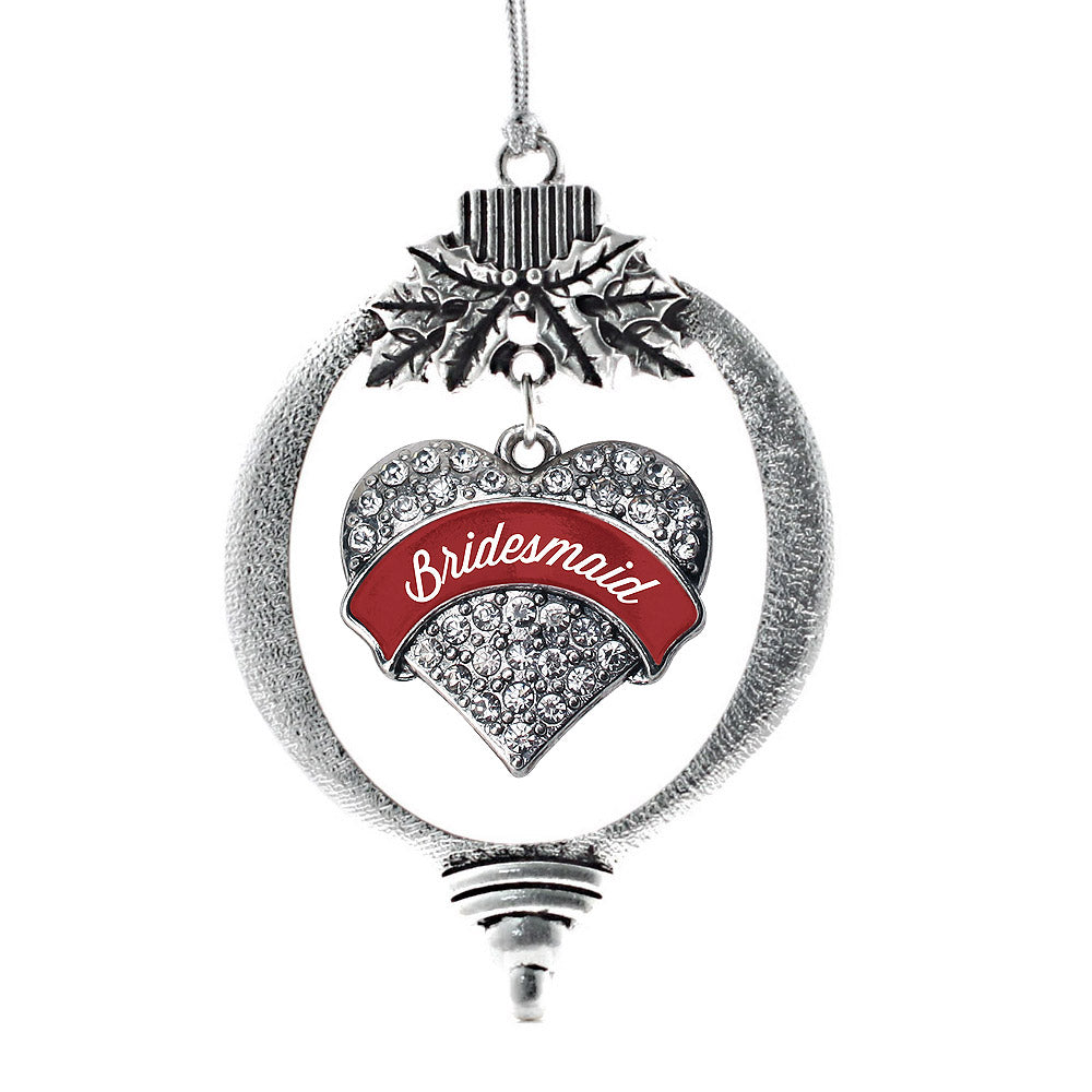 Crimson Red Bridesmaid Pave Heart Charm Christmas / Holiday Ornament