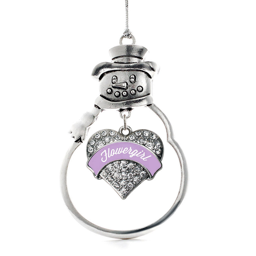 Lavender Flower Girl Pave Heart Charm Christmas / Holiday Ornament