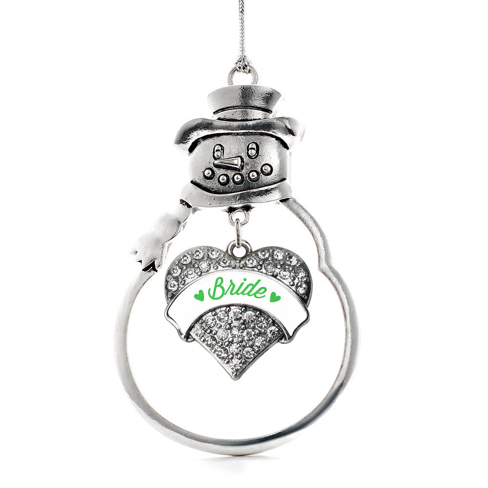 Emerald Green Bride Pave Heart Charm Christmas / Holiday Ornament