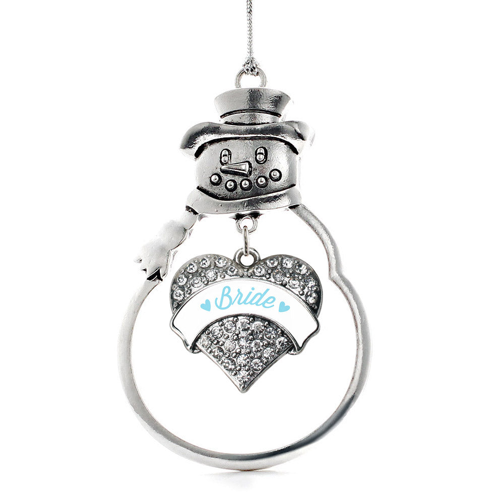 Light Blue Bride Pave Heart Charm Christmas / Holiday Ornament