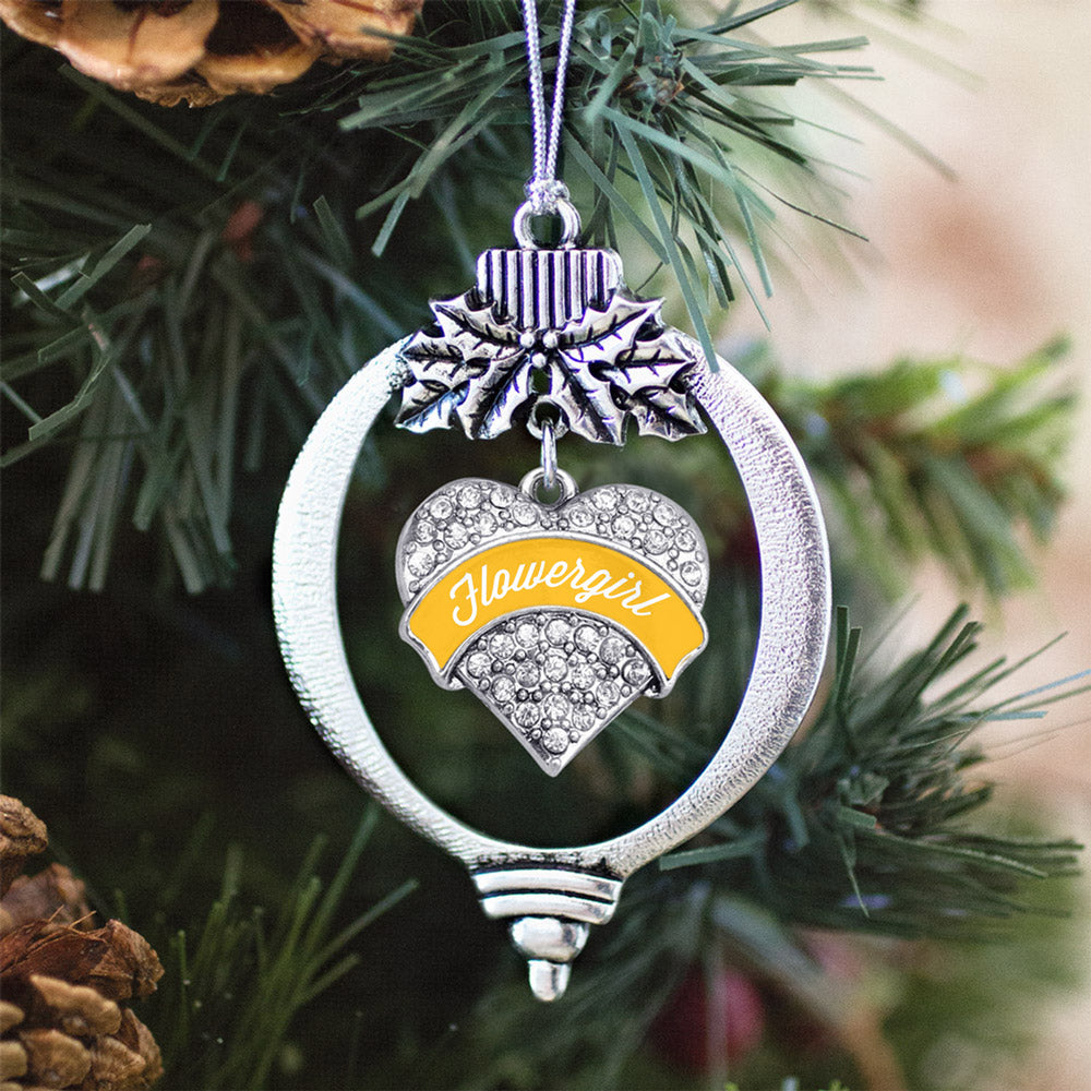 Marigold Flower Girl Pave Heart Charm Christmas / Holiday Ornament