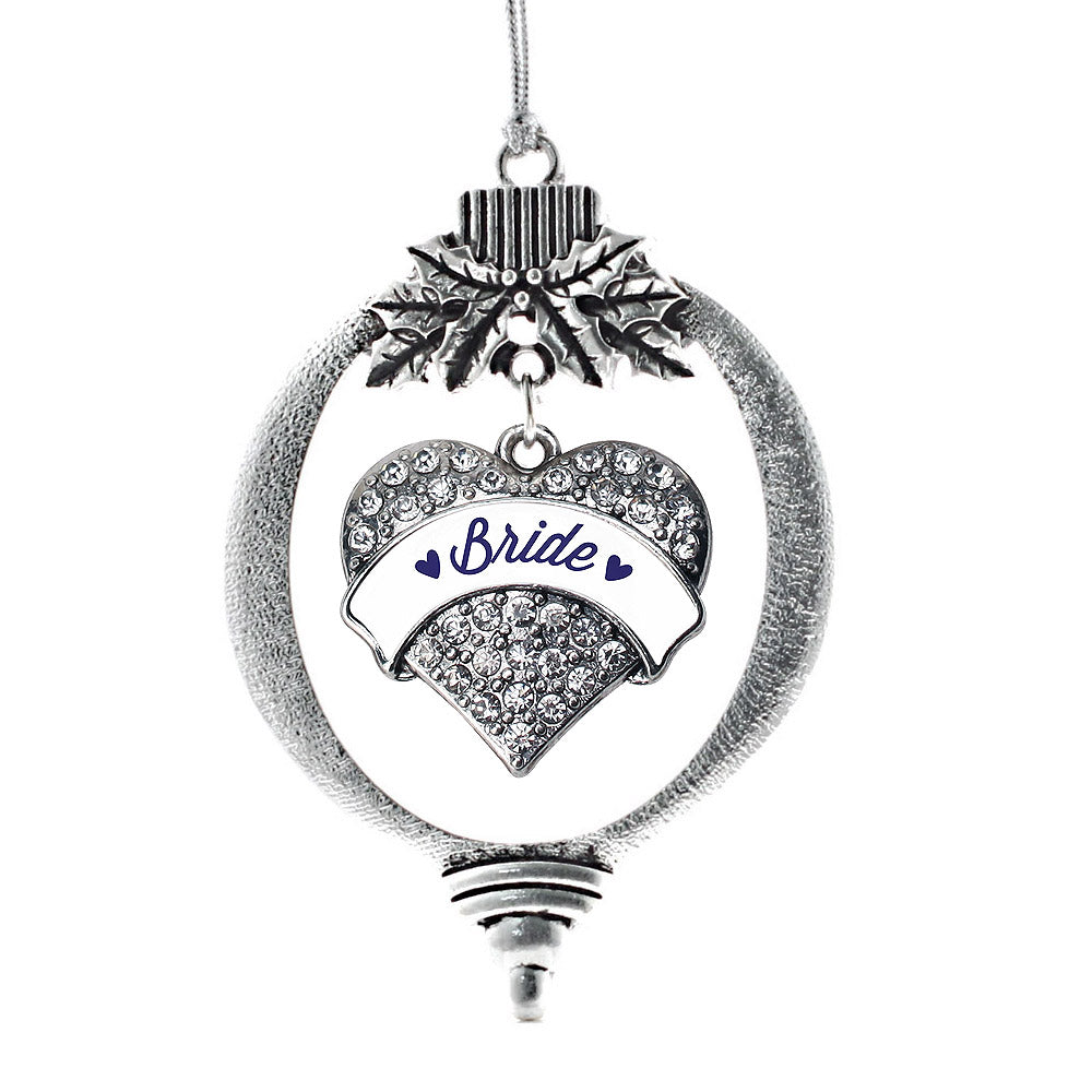 Navy Blue Bride Pave Heart Charm Christmas / Holiday Ornament