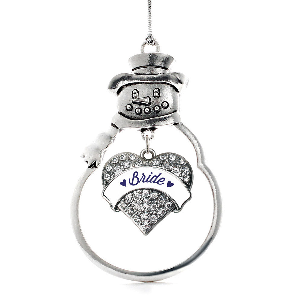 Navy Blue Bride Pave Heart Charm Christmas / Holiday Ornament