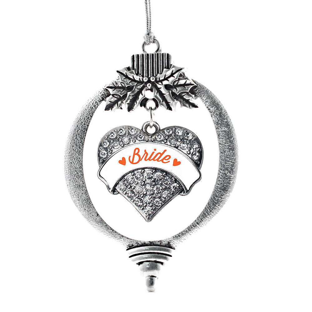 Orange Bride Pave Heart Charm Christmas / Holiday Ornament