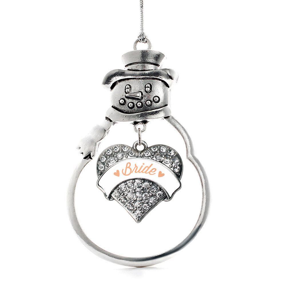 Peach Bride Pave Heart Charm Christmas / Holiday Ornament