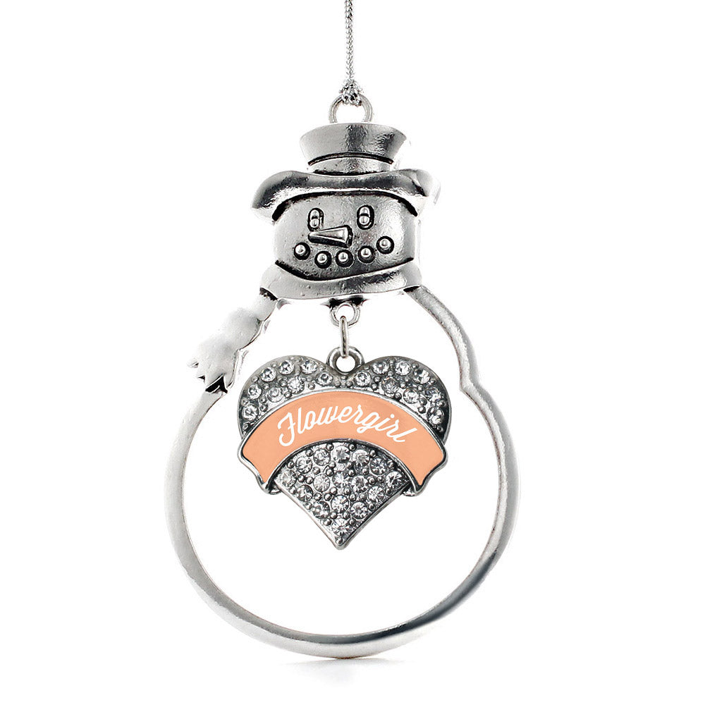 Peach Flower Girl Pave Heart Charm Christmas / Holiday Ornament