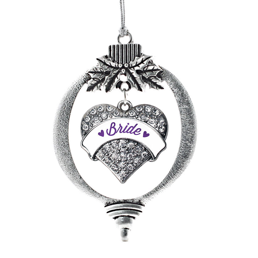 Purple Bride Pave Heart Charm Christmas / Holiday Ornament