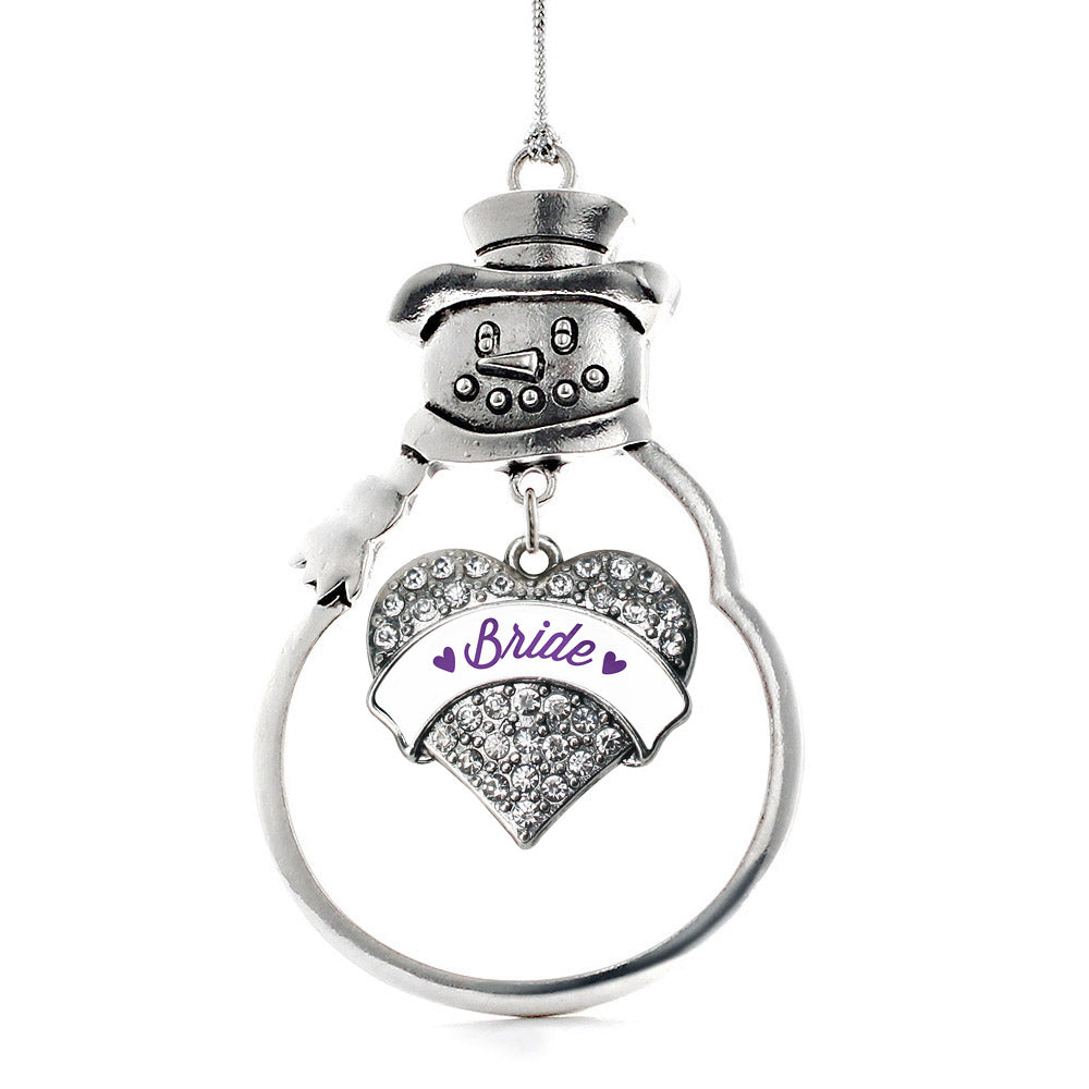 Purple Bride Pave Heart Charm Christmas / Holiday Ornament