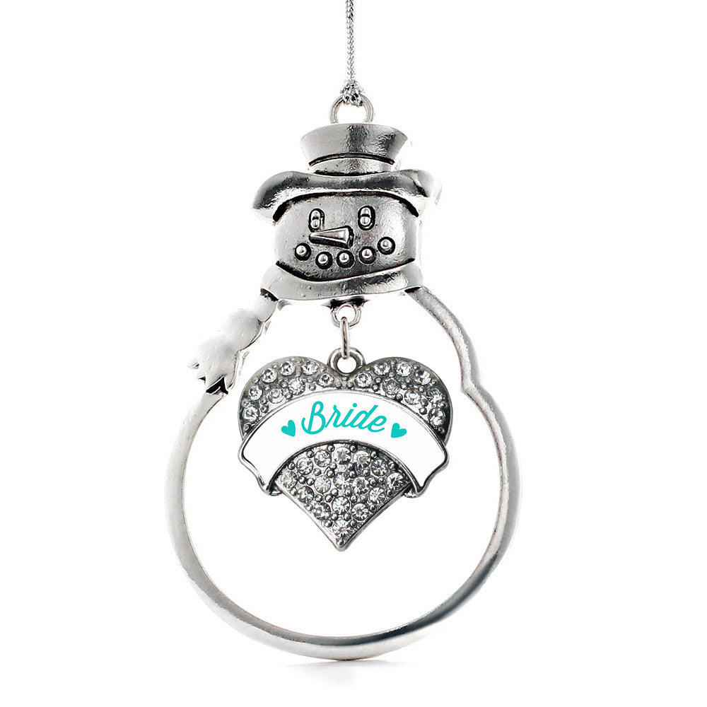Teal Bride Pave Heart Charm Christmas / Holiday Ornament