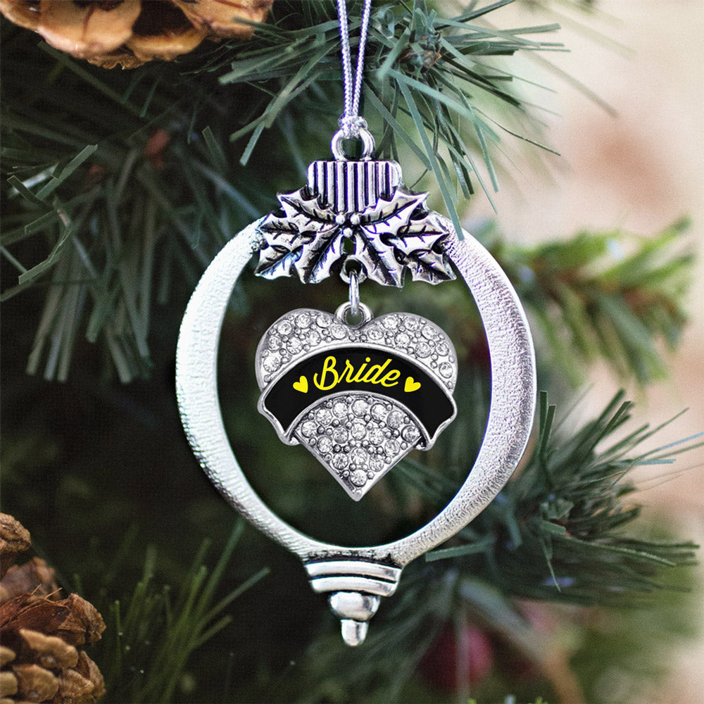 Yellow Bride Pave Heart Charm Christmas / Holiday Ornament