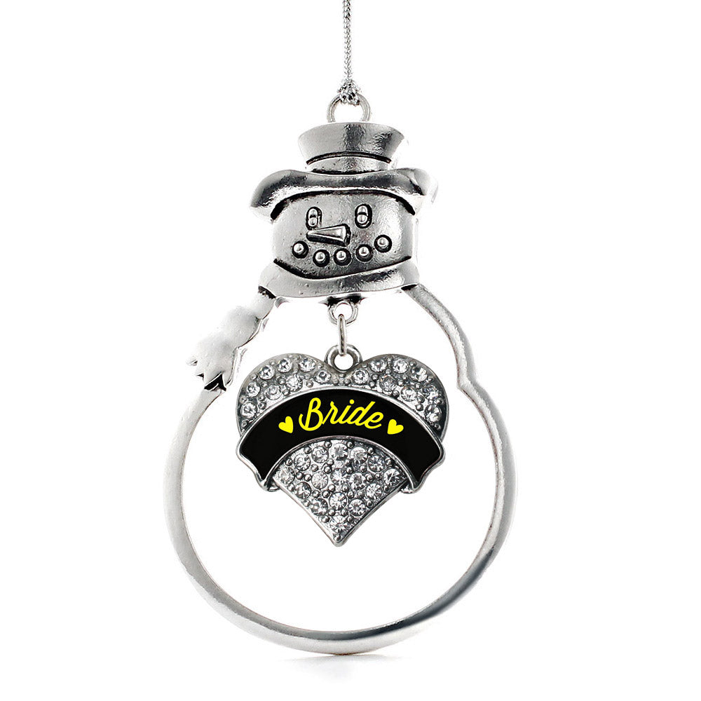 Yellow Bride Pave Heart Charm Christmas / Holiday Ornament
