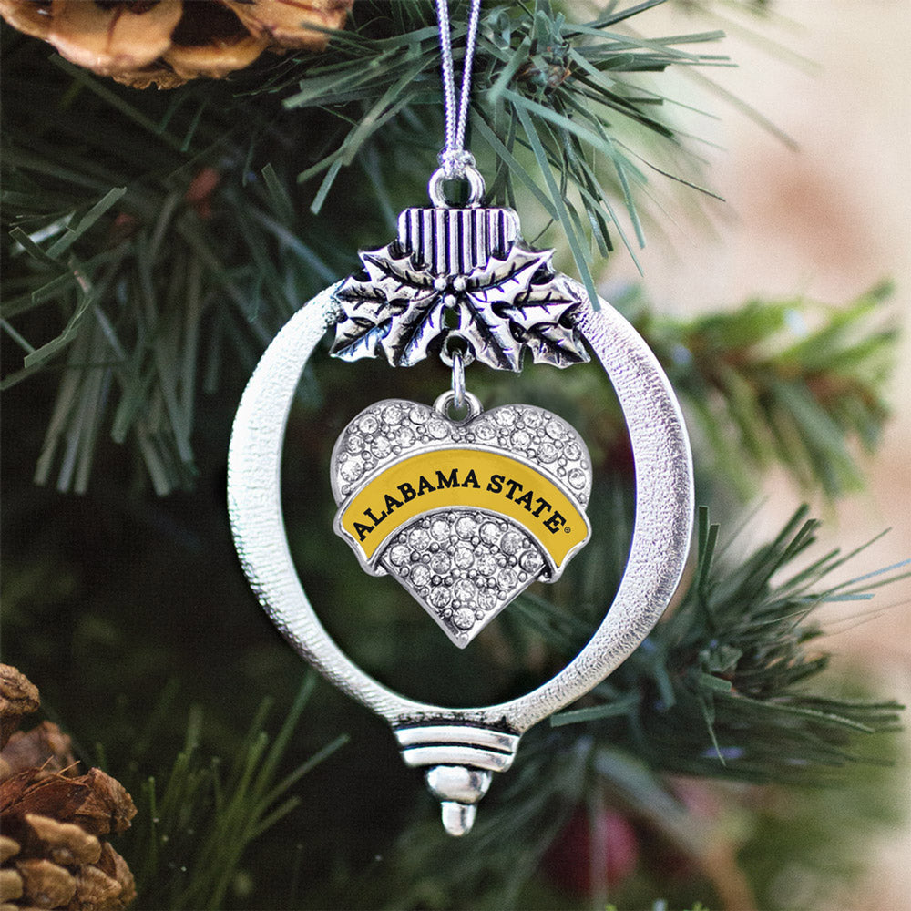 Alabama State University Pave Heart Charm Christmas / Holiday Ornament