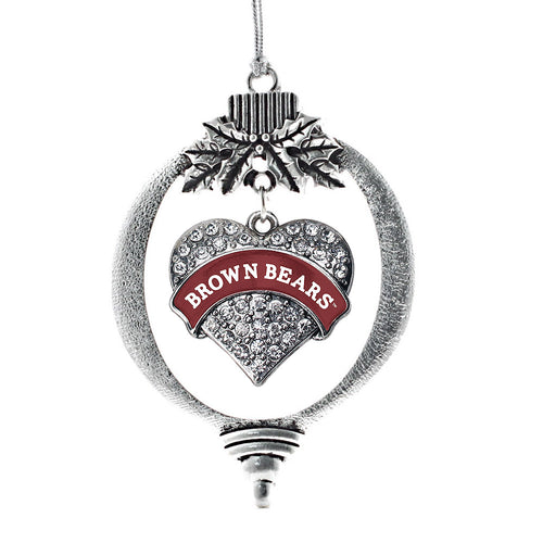 Brown University Bears Pave Heart Charm Christmas / Holiday Ornament