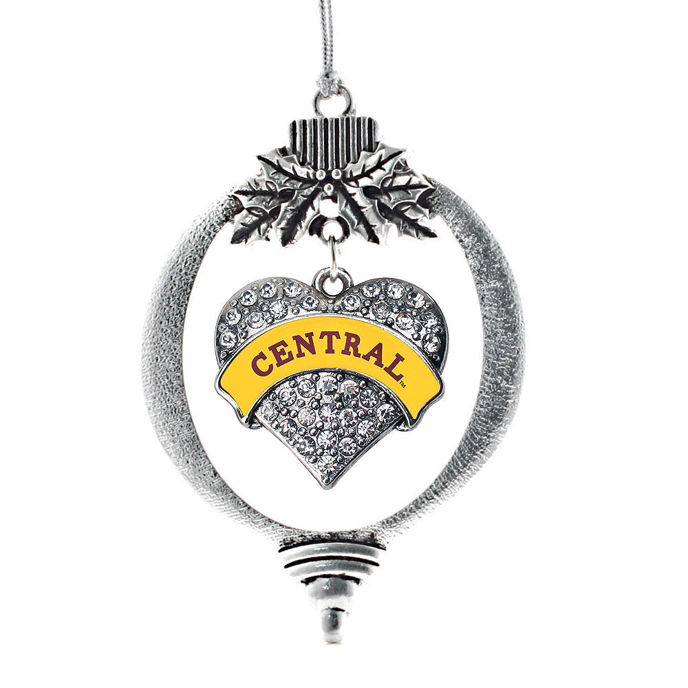 Central Michigan Pave Heart Charm Christmas / Holiday Ornament