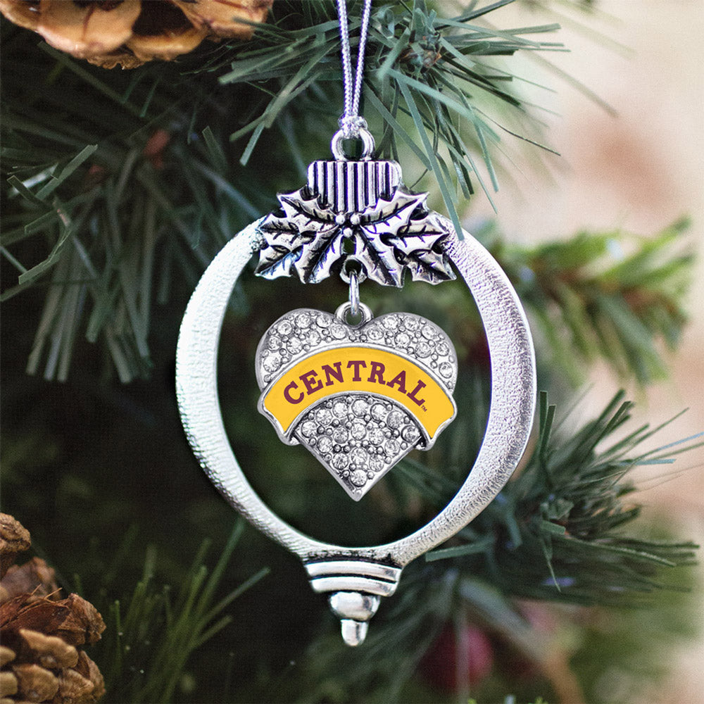 Central Michigan Pave Heart Charm Christmas / Holiday Ornament
