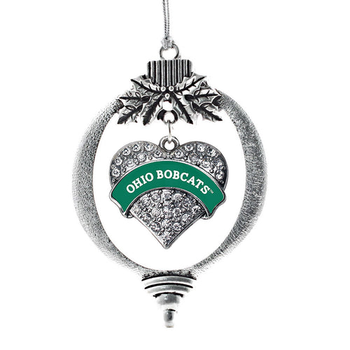 Ohio University Bobcats Pave Heart Charm Christmas / Holiday Ornament