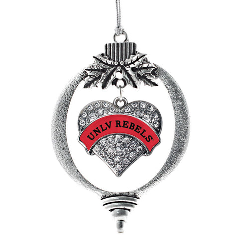 UNLV Rebels Pave Heart Charm Christmas / Holiday Ornament