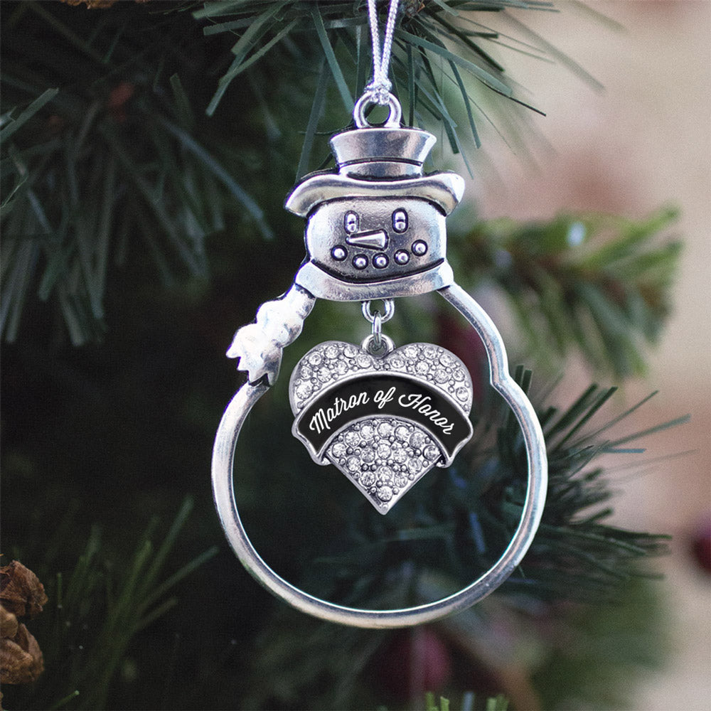 Black and White Matron Pave Heart Charm Christmas / Holiday Ornament