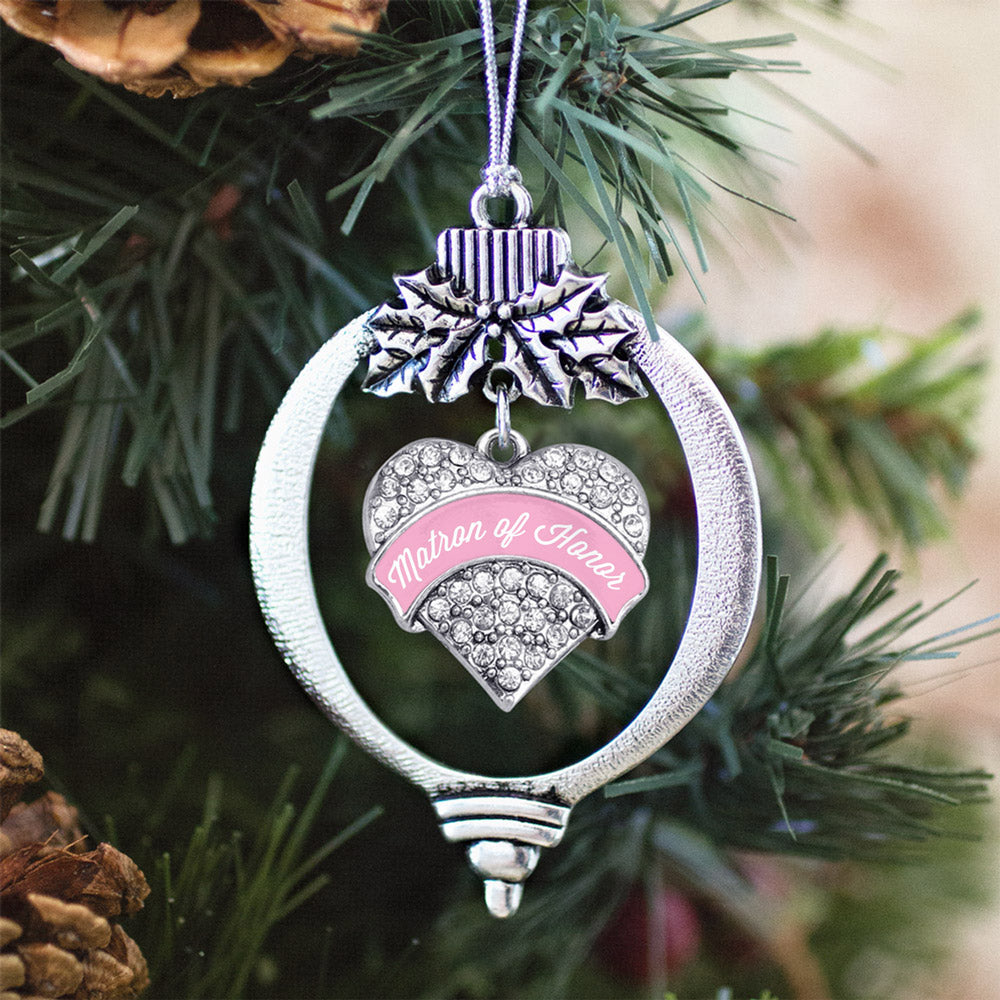 Light Pink Matron Pave Heart Charm Christmas / Holiday Ornament