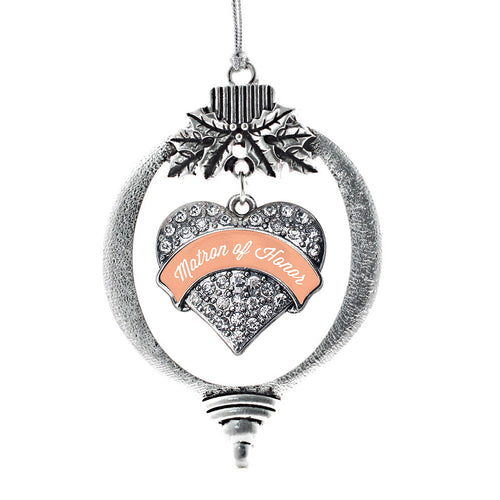 Peach Matron of Honor Pave Heart Charm Christmas / Holiday Ornament