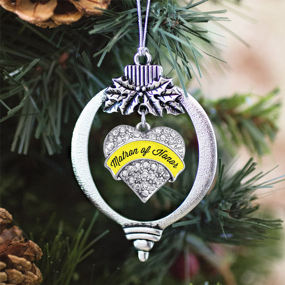 Yellow Matron Pave Heart Charm Christmas / Holiday Ornament