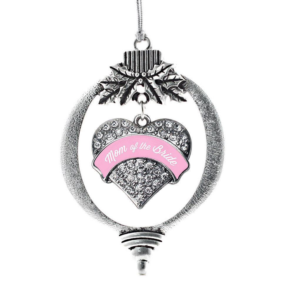 Light Pink Mom of the Bride Pave Heart Charm Christmas / Holiday Ornament