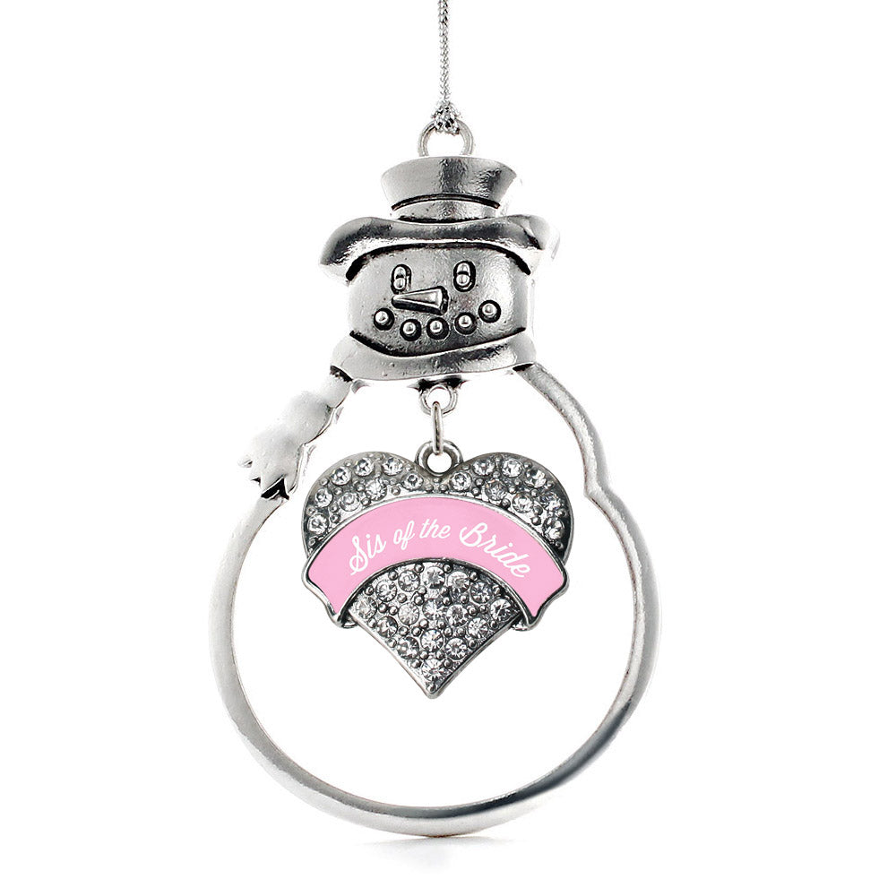 Light Pink Sis of the Bride Pave Heart Charm Christmas / Holiday Ornament